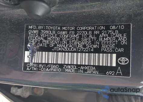 2010 Toyota Prius Iii from USA, damaged, VIN JTDKN3DU0A1272214